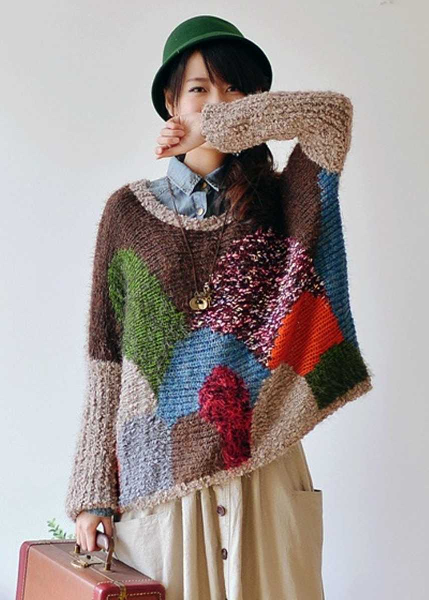 Patchwork knit sweater pattern