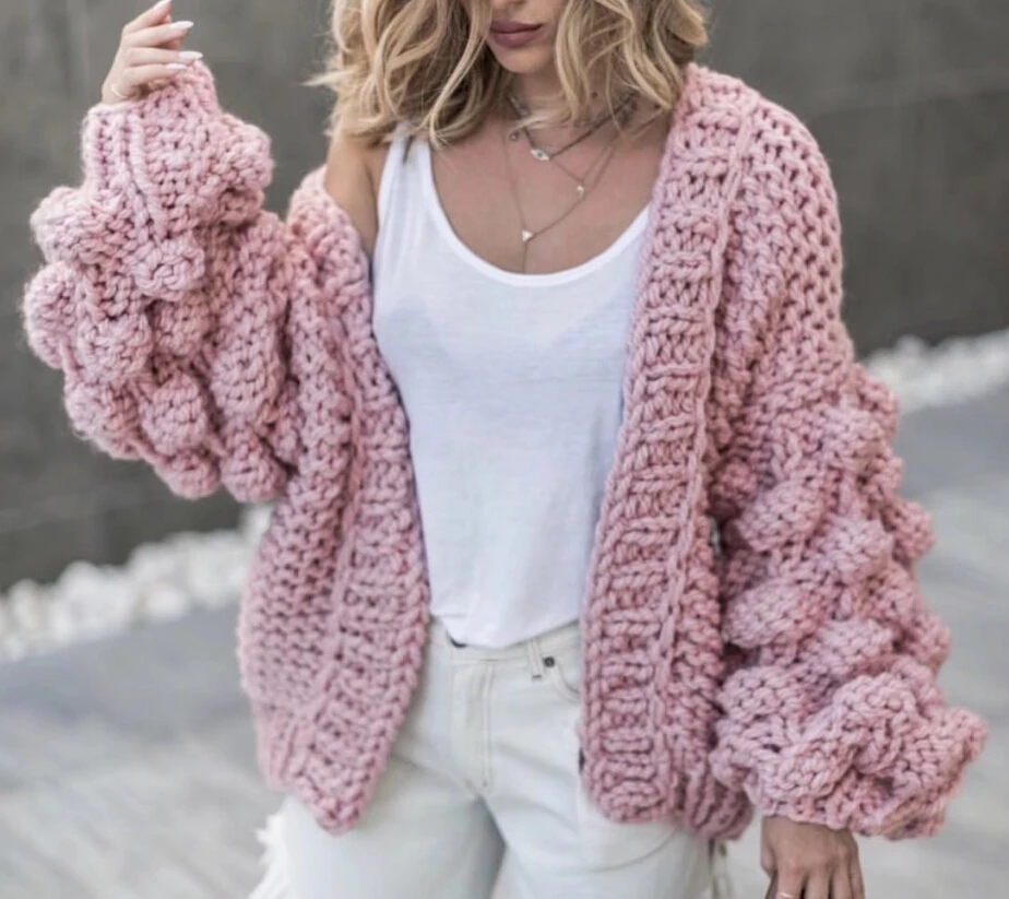 Bubble sleeve cardigan knitting pattern