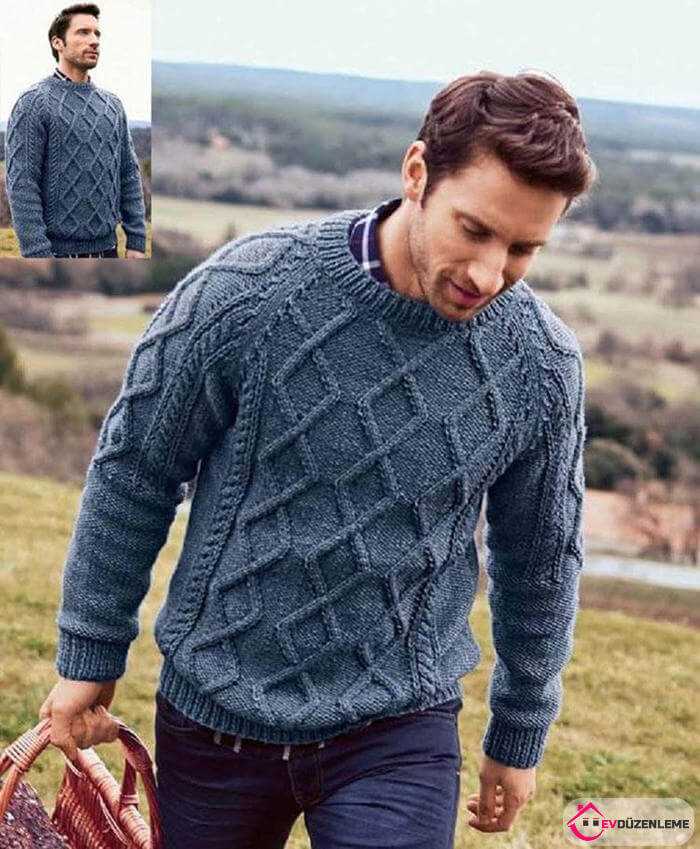 Knit pattern sweater mens