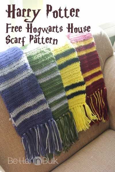 Harry potter house scarves knitting pattern