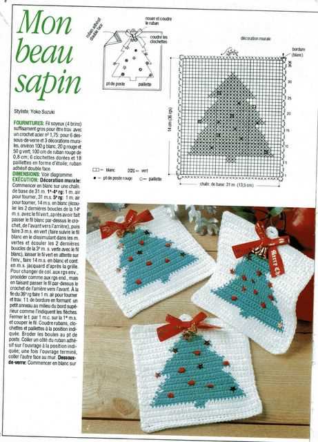Christmas tree knitted dishcloth patterns
