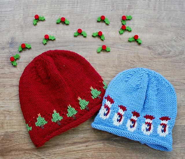 Christmas beanie hat knitting pattern