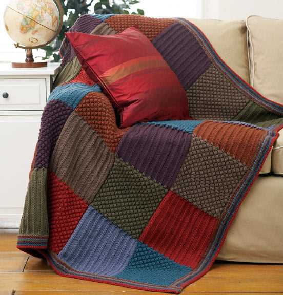 Knitted checkered blanket pattern