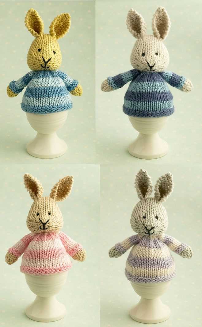 Knitted bunny egg cosy pattern