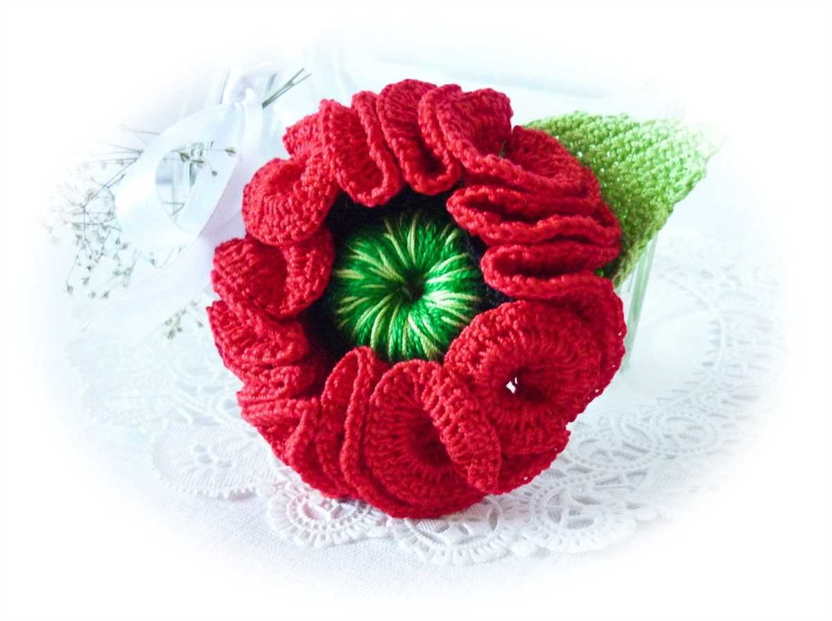 Knitting pattern for poppy brooch