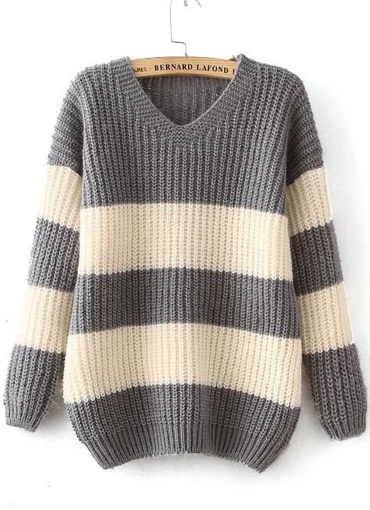 Color block stripe pattern crop pointelle knit sweater