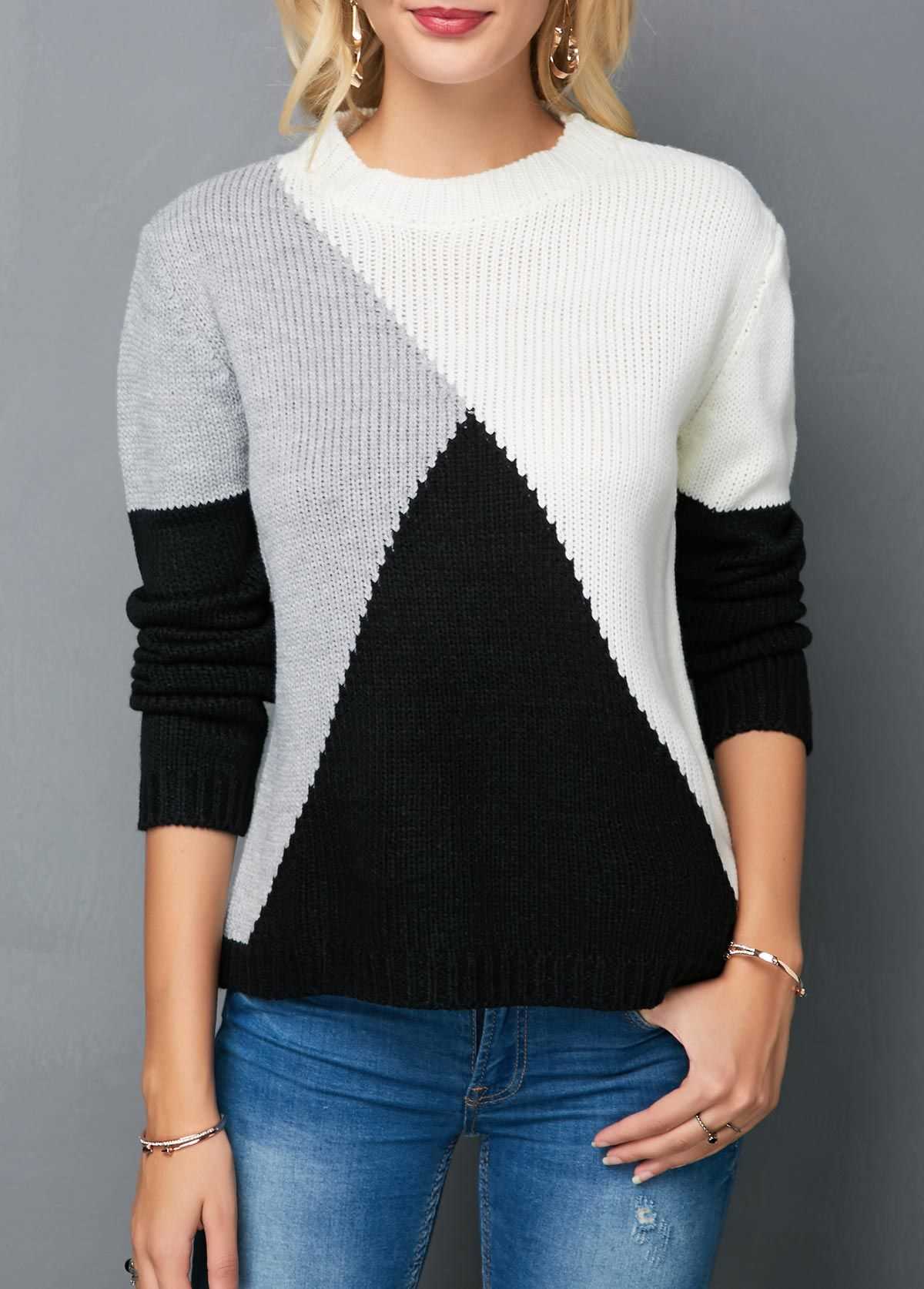 Colorblock sweater knitting pattern