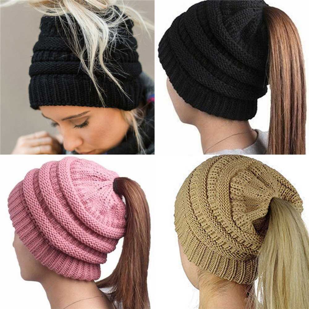 Knit ponytail beanie pattern