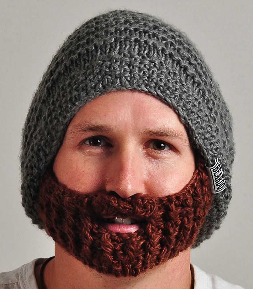 Knit cap with beard pattern