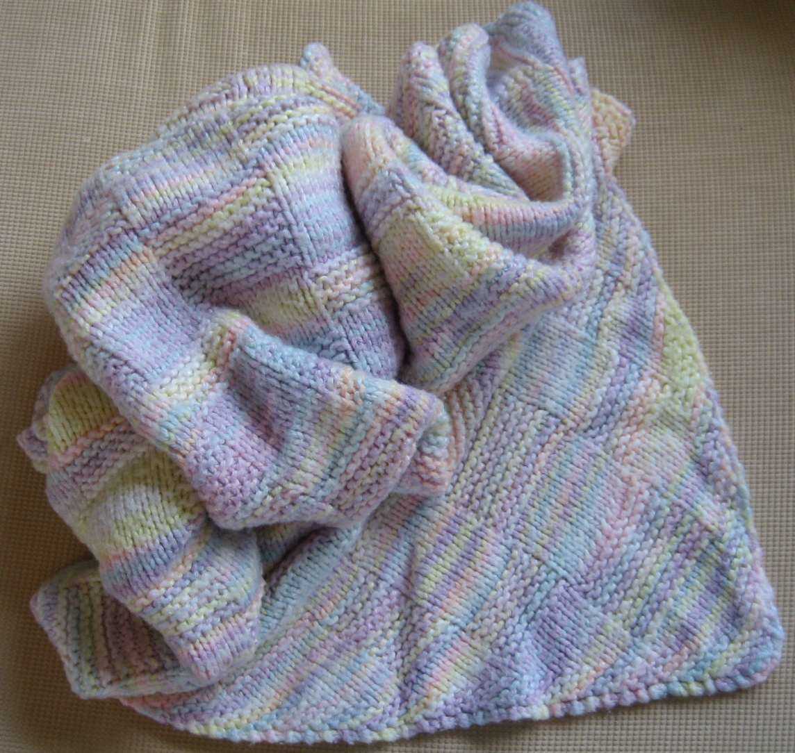 Diagonal knitted blanket pattern