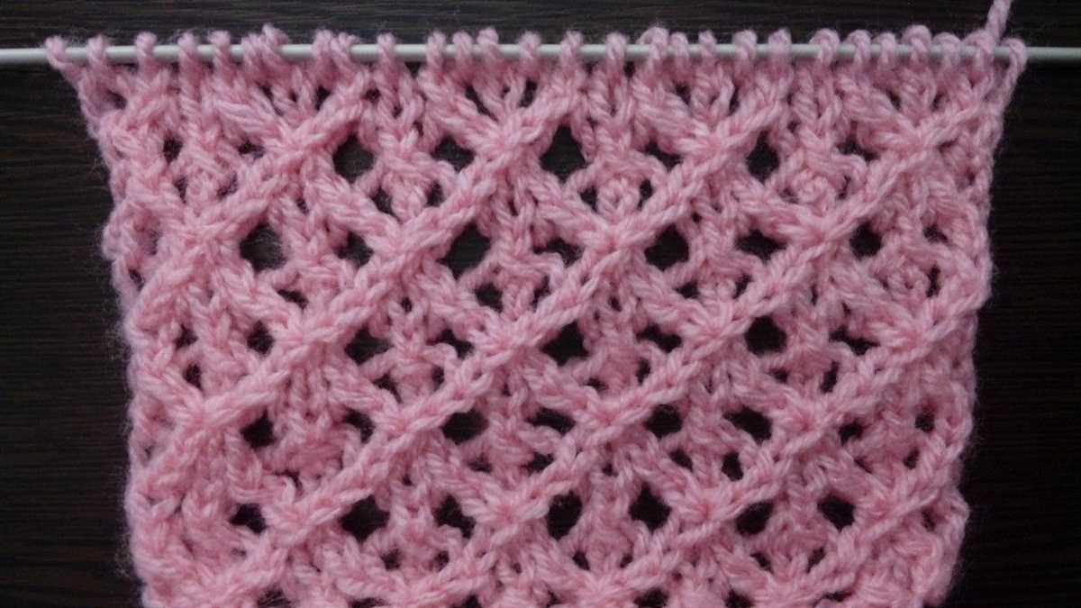 Diamond lace scarf knitting pattern