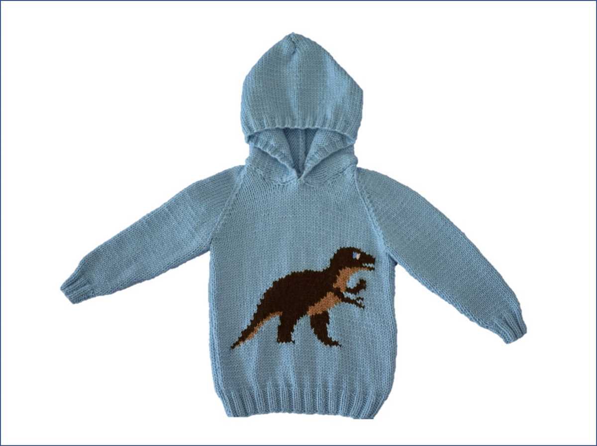 Dinosaur hoodie knitting pattern