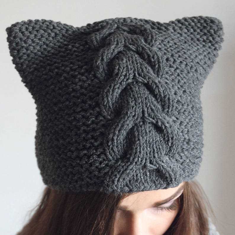 Knit hat with ears pattern free