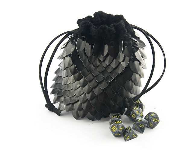 Dragon scale dice bag knitting pattern