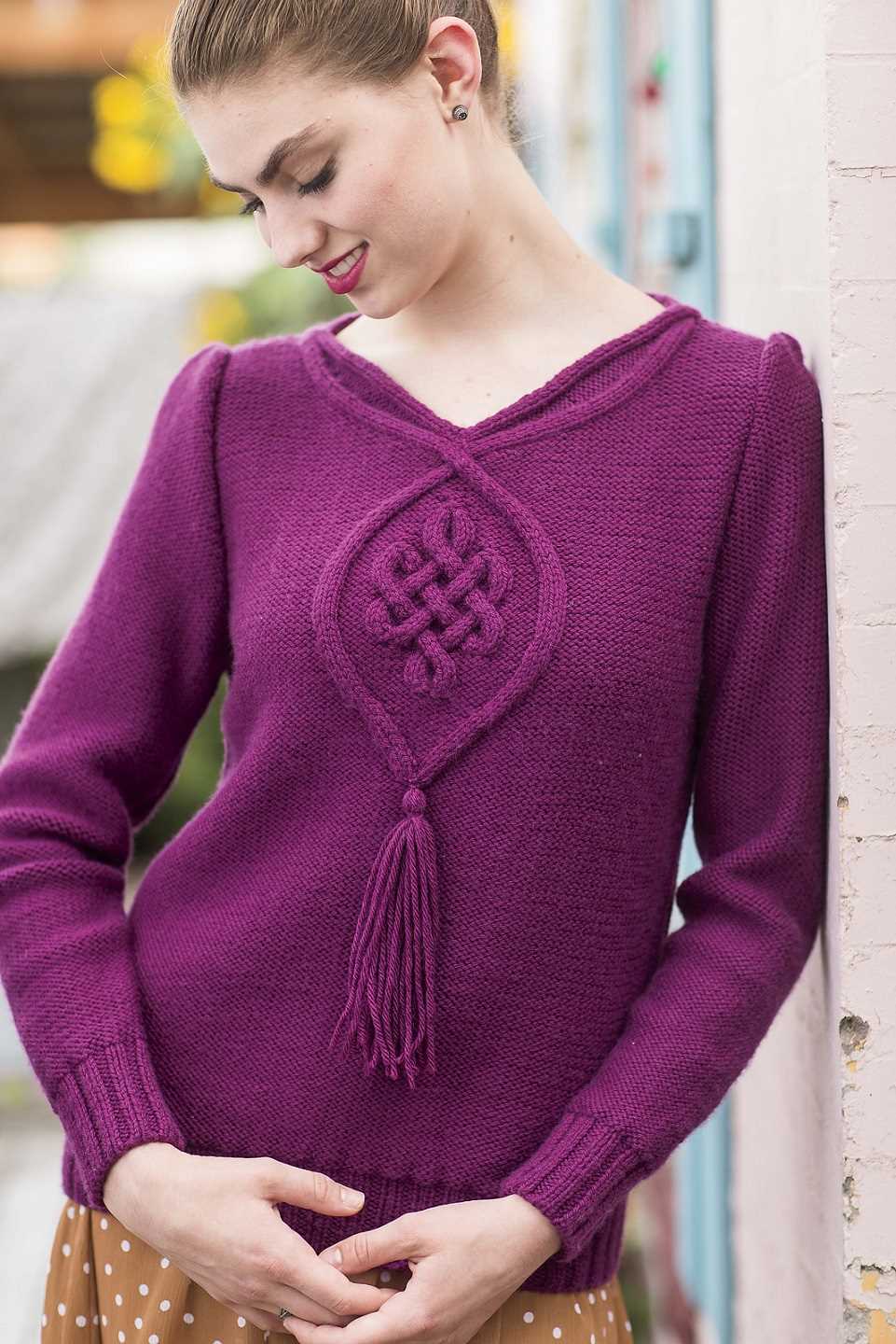 V neck pullover knitting pattern