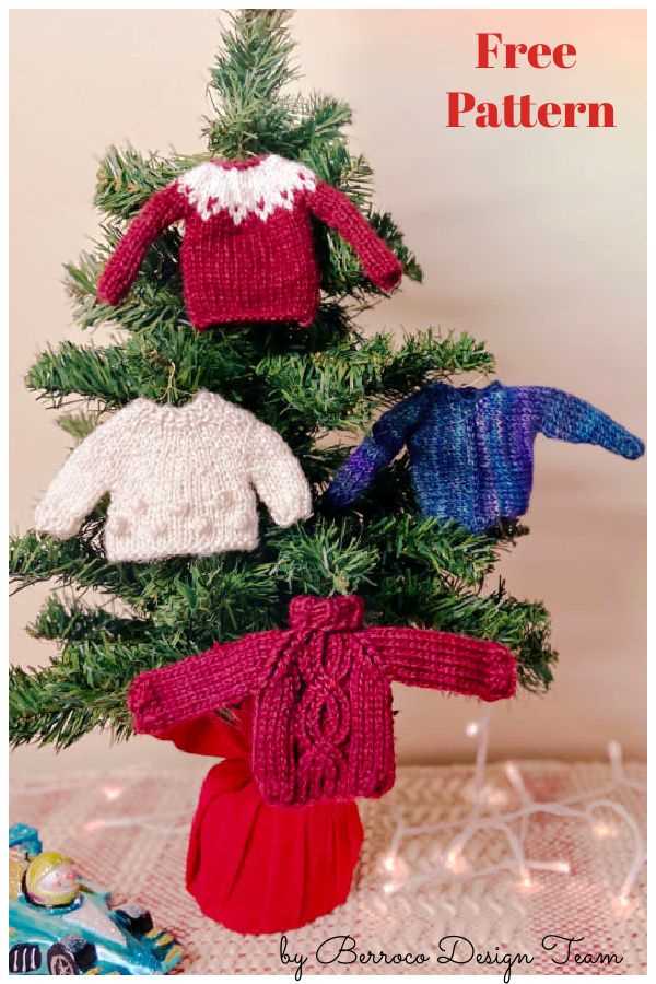 Mini knit sweater ornament pattern