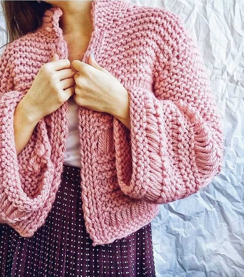 Pattern chunky knit cardigan