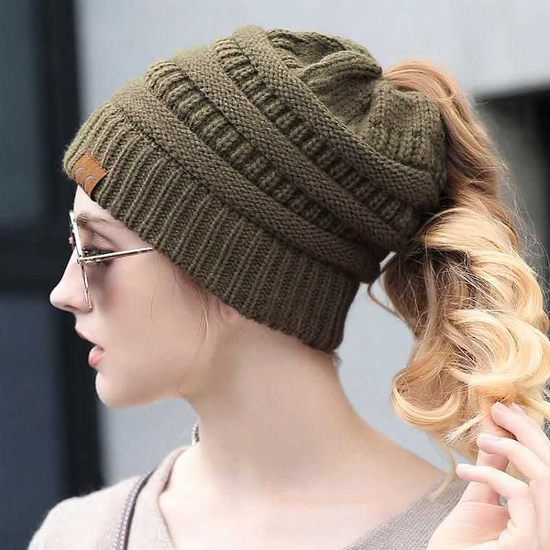 Knit ponytail beanie pattern