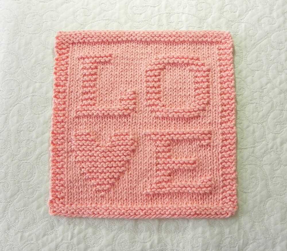 Heart shaped knitted dishcloth pattern