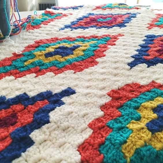 Knitted corner to corner blanket pattern