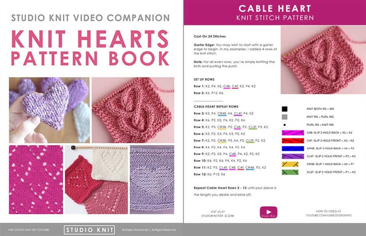 Heart cable knit scarf pattern