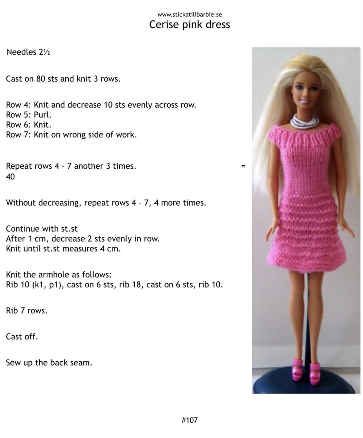 Free barbie knitting patterns pinterest