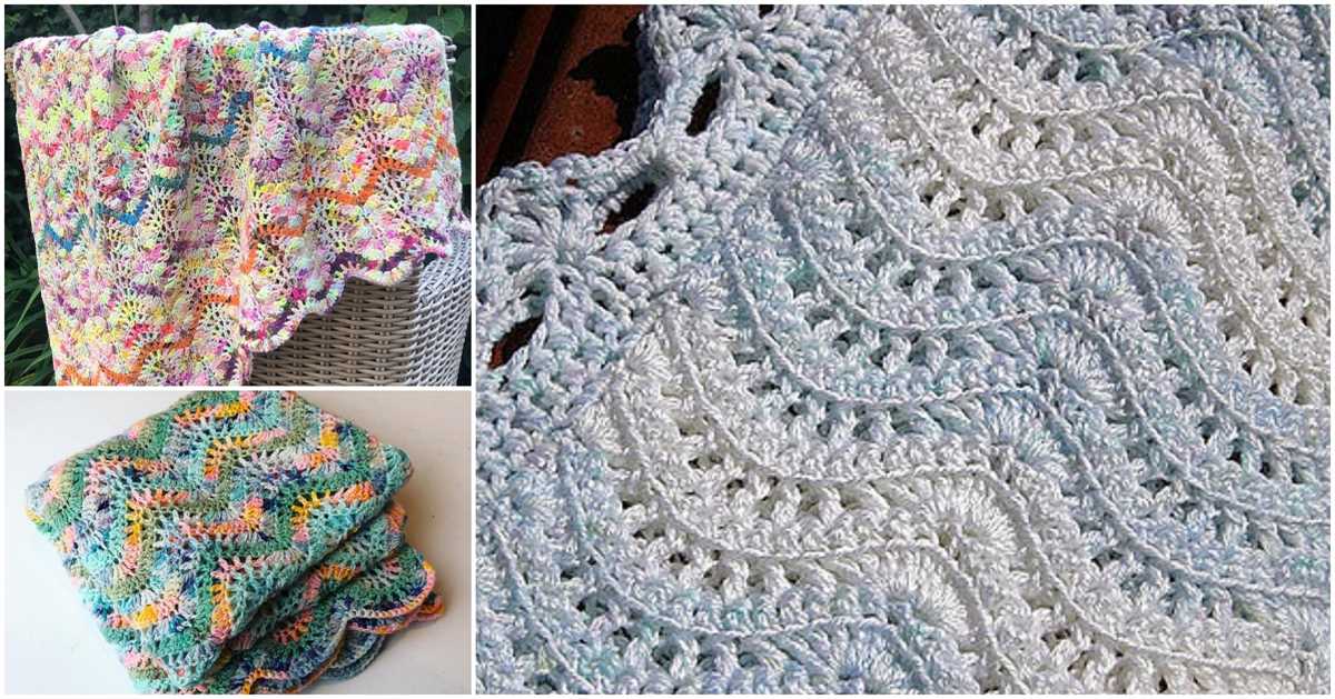 Feather and fan knitting pattern blanket