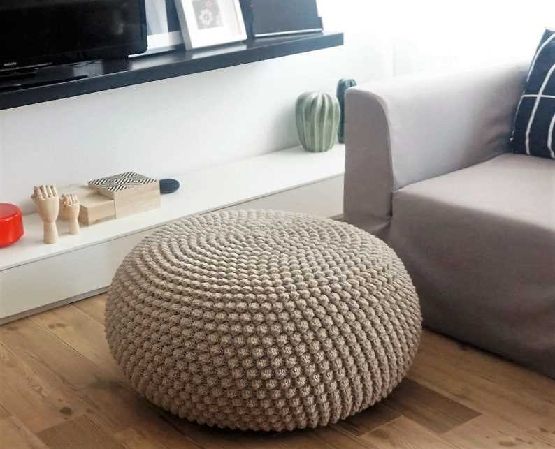 Free chunky knit pouf pattern