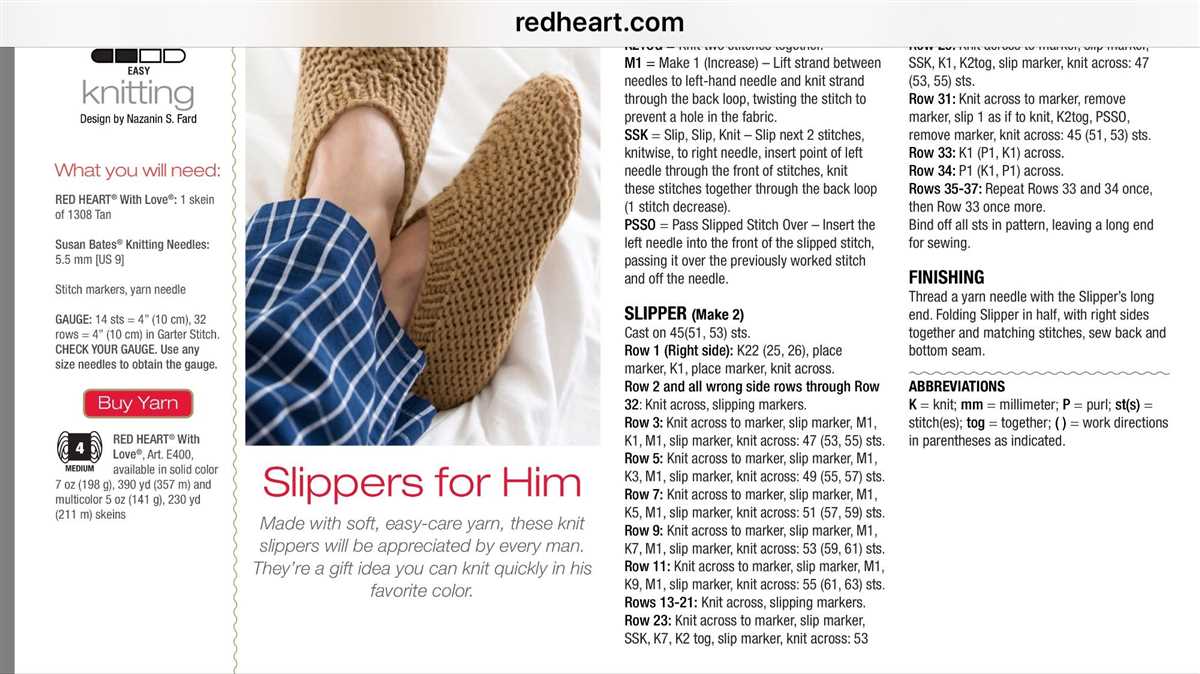 Knit slippers pattern