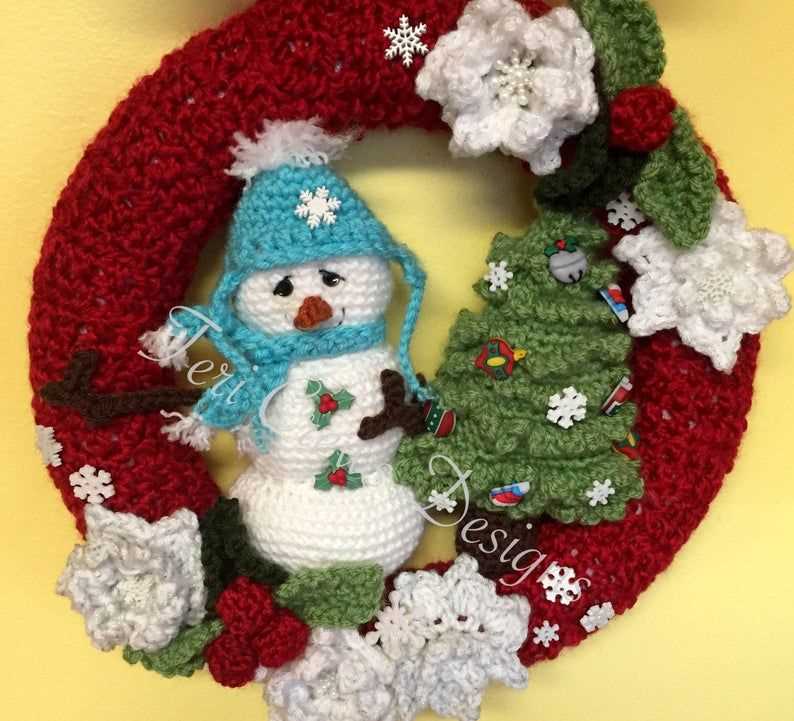 Knitted snowman tree decoration pattern