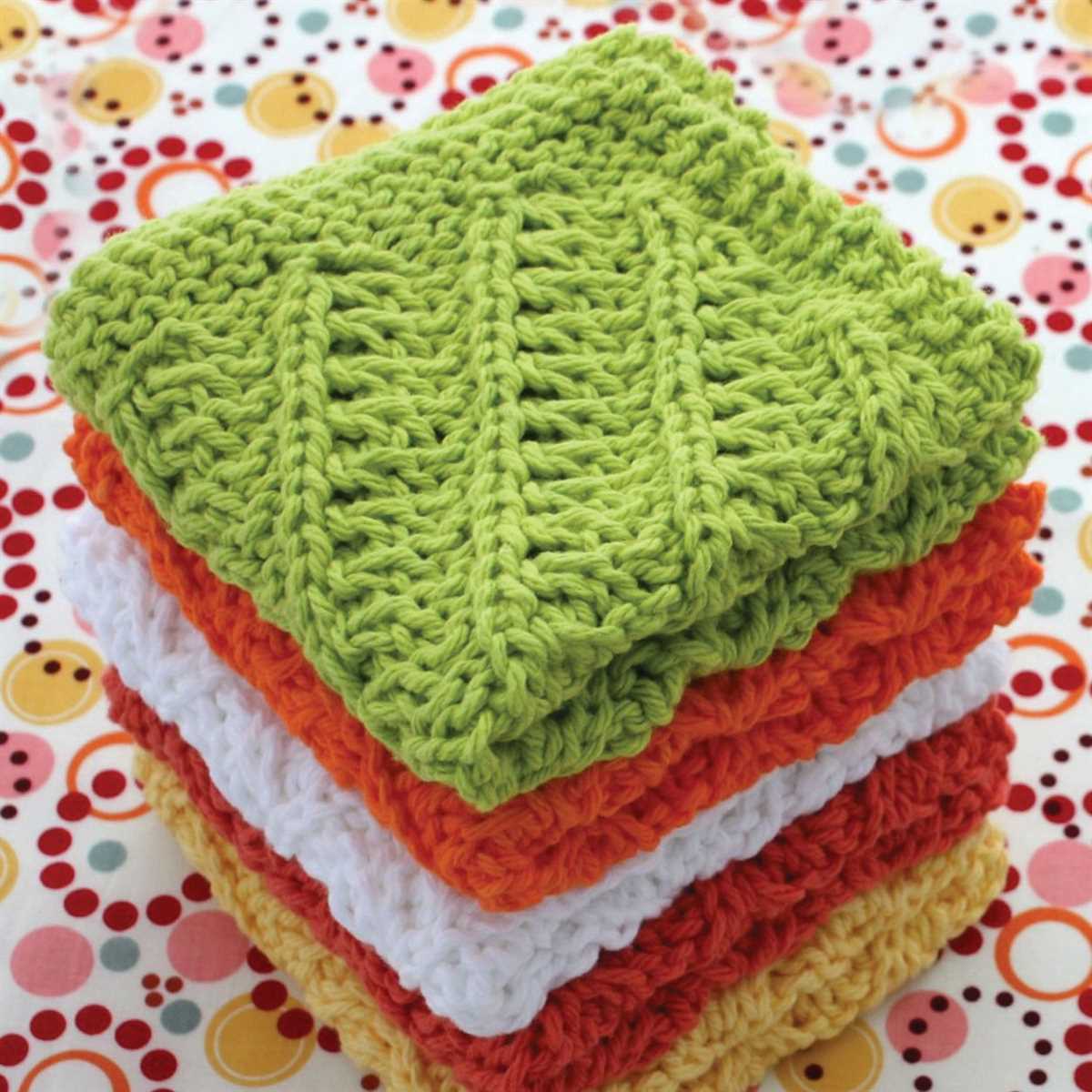 Peaches and cream knitted dishcloth pattern