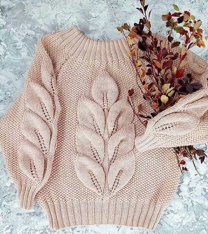 Leaf cardigan knit pattern