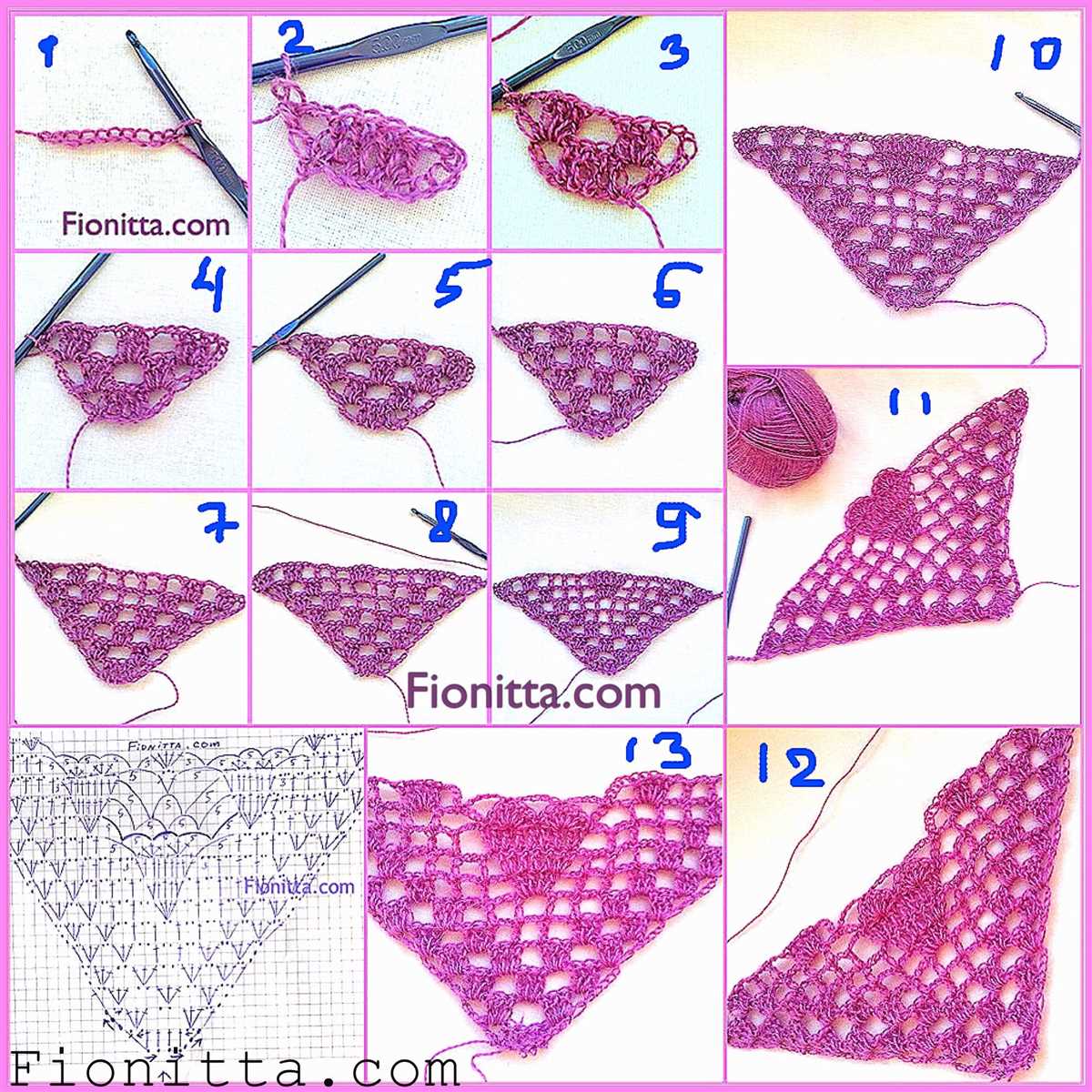 Heart shaped shawl knitting pattern