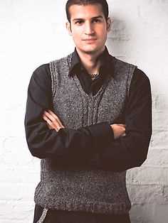 Free knitting pattern v-neck vest men's