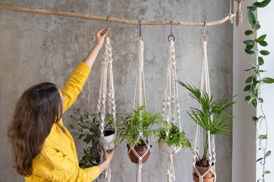 Free knit plant hanger pattern