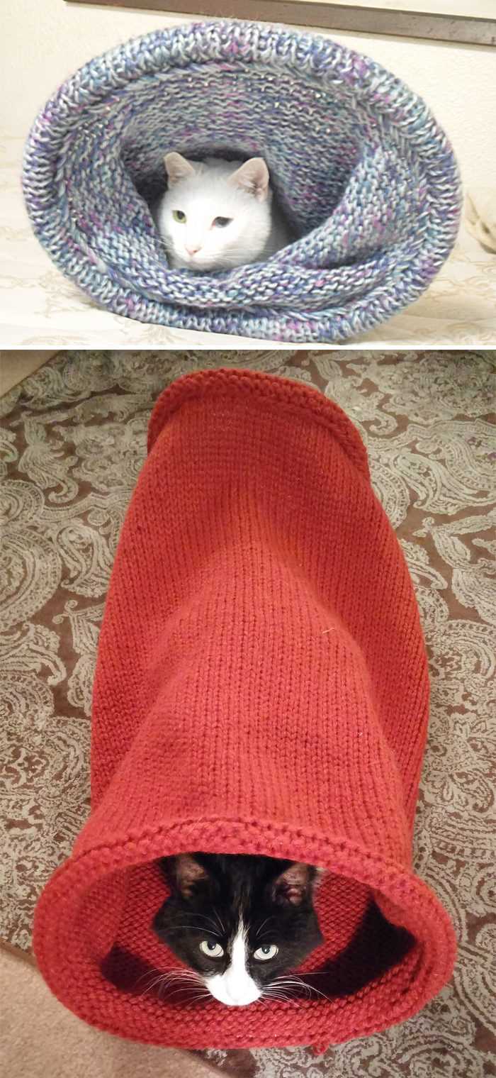 Free knitted cat bed pattern