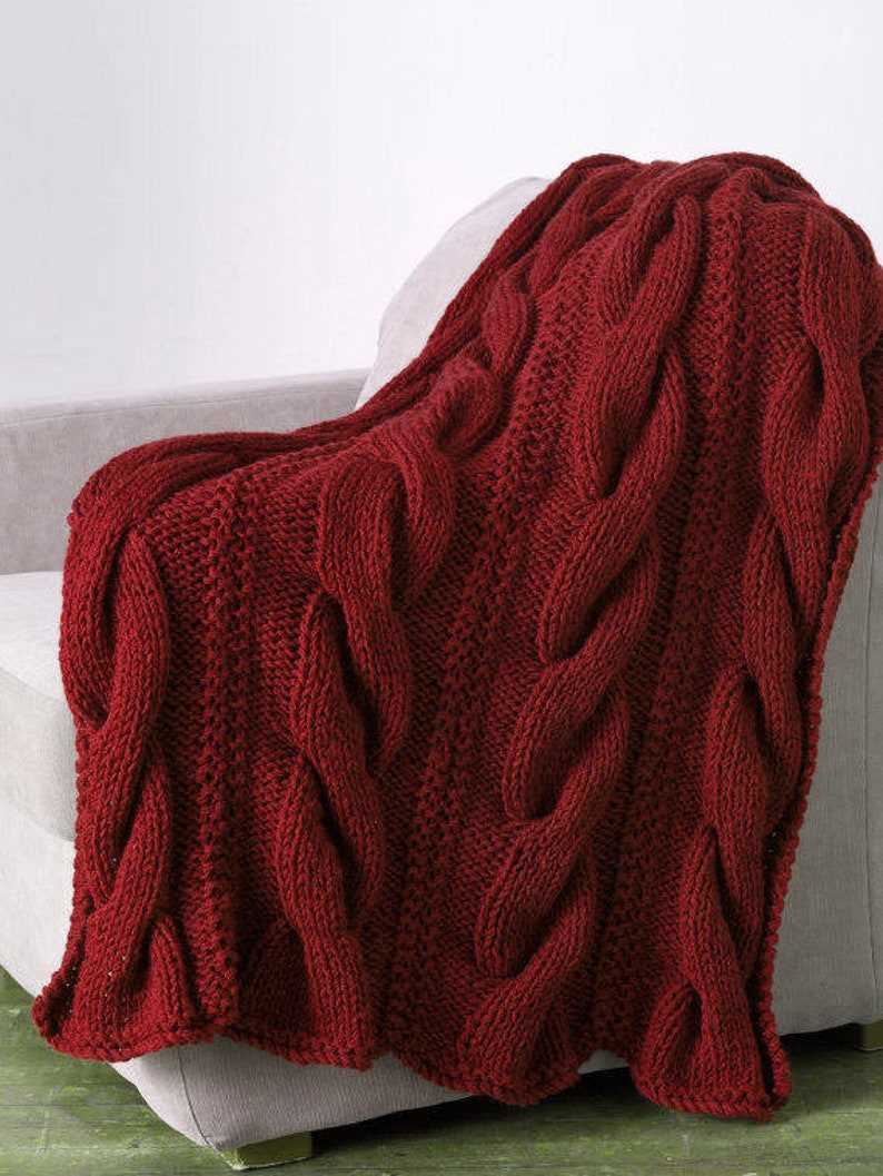 Free knitted throw blanket pattern