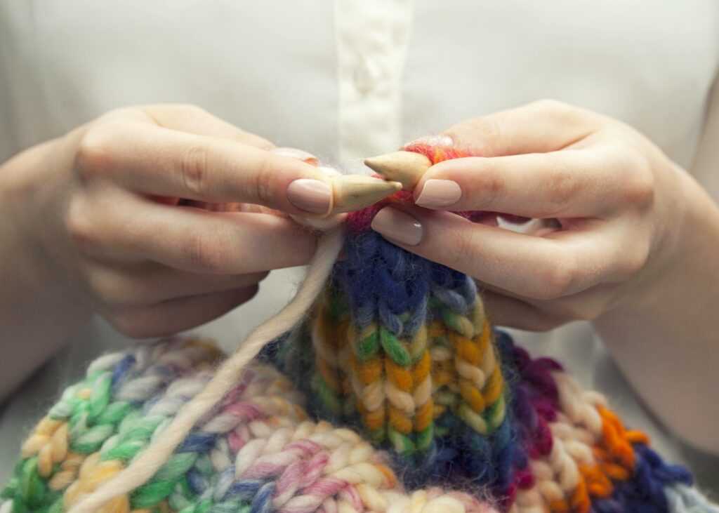 Knitting on the bias scarf pattern