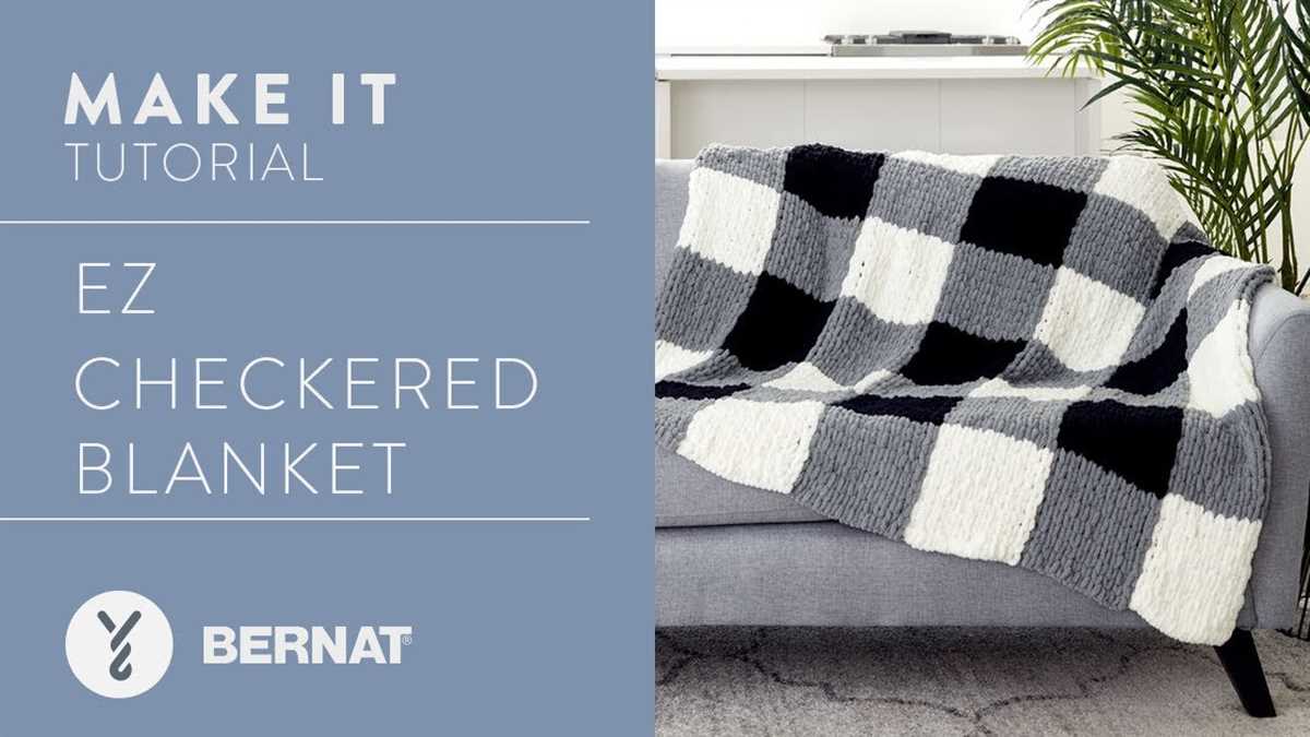 Knitted checkered blanket pattern