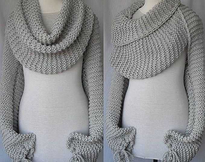 Knitting pattern scarf with sleeves