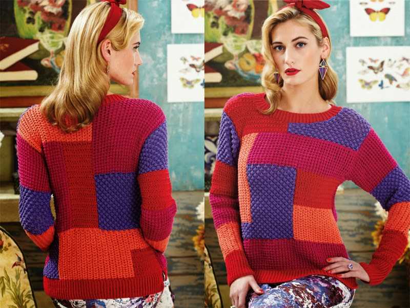 Patchwork knit sweater pattern
