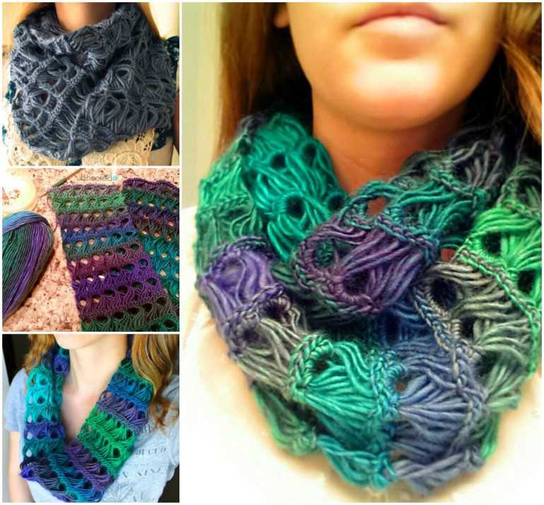 Easy lace infinity scarf knitting pattern