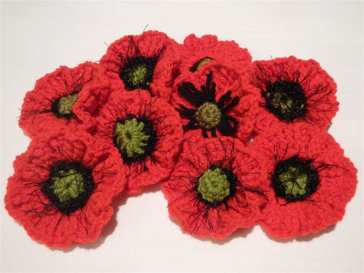 Knitting pattern for poppy brooch