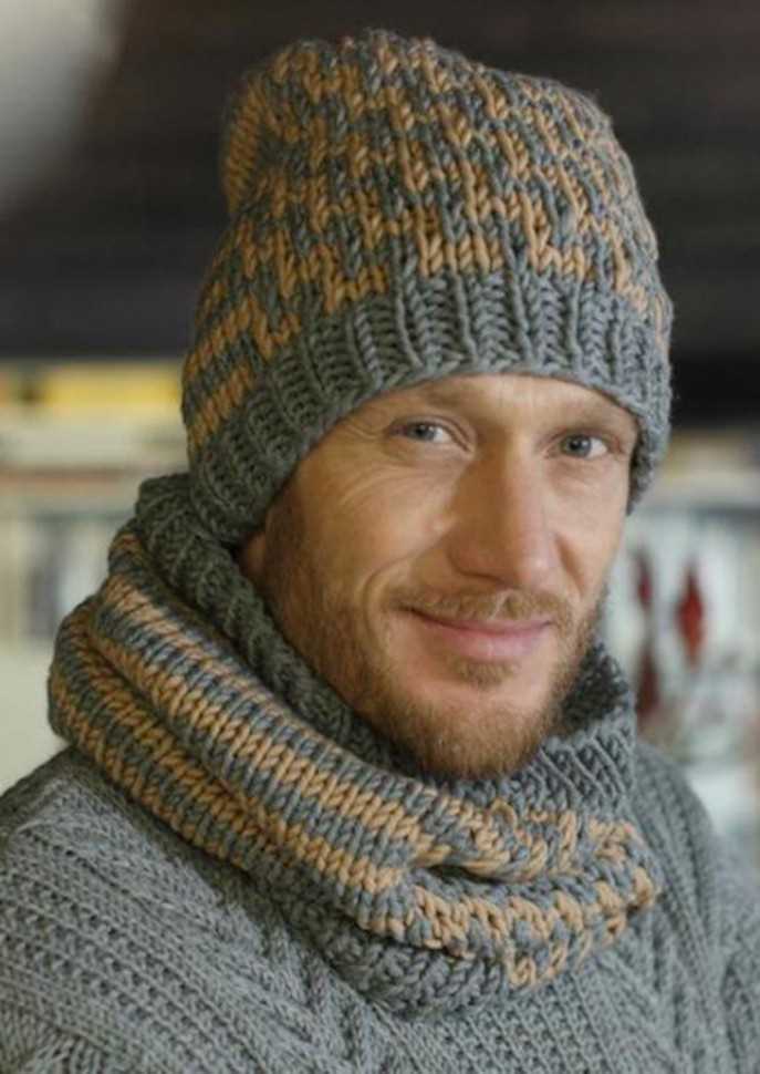 Free knitting patterns for men's hat and scarf