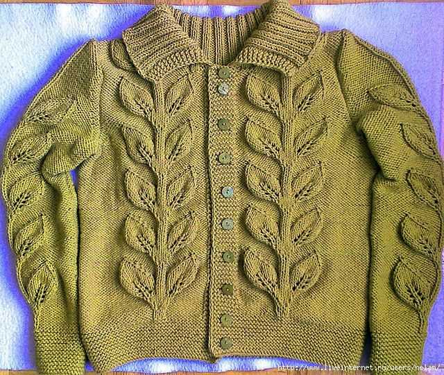 Leaf cardigan knit pattern