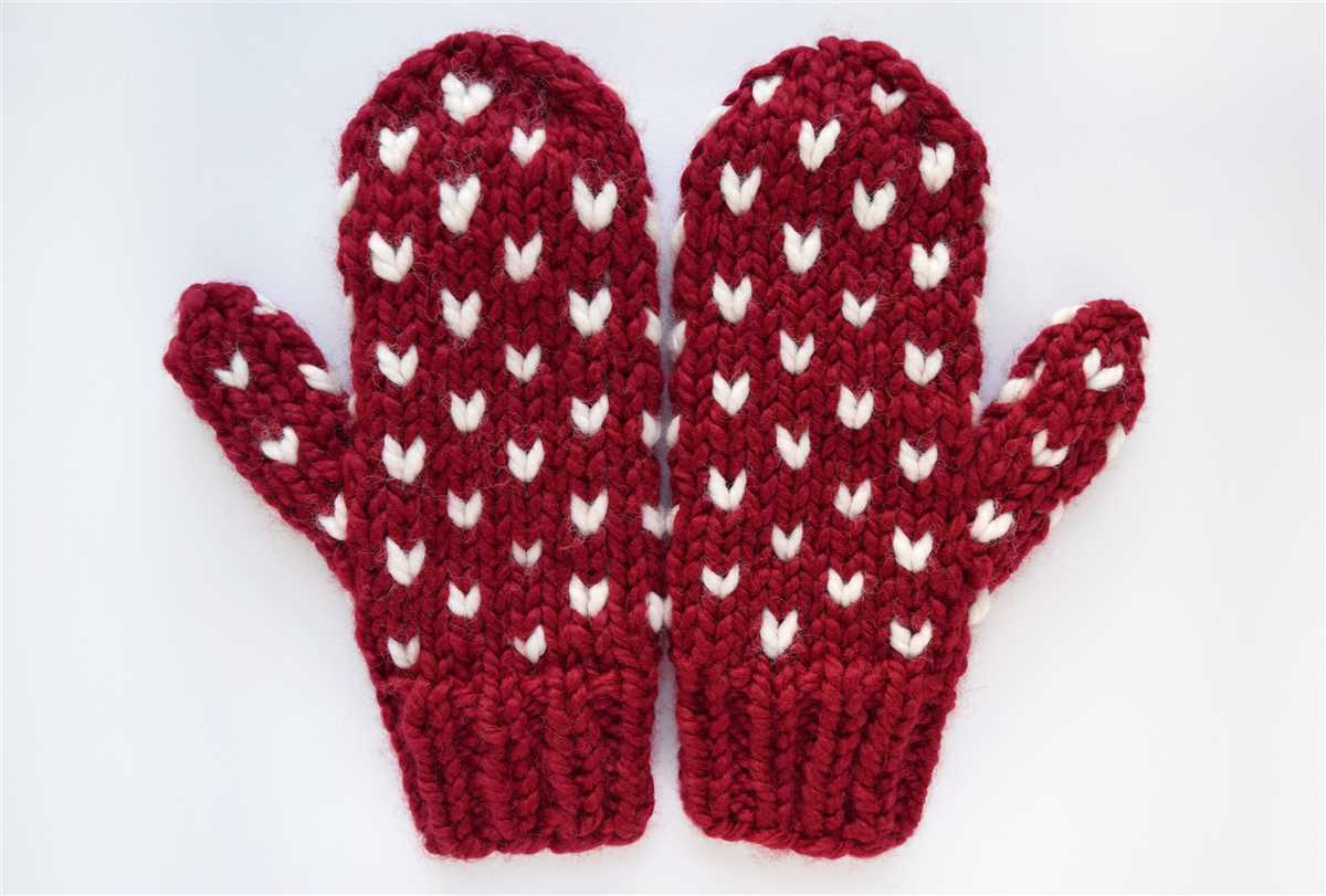 Knitting pattern for mittens in chunky wool