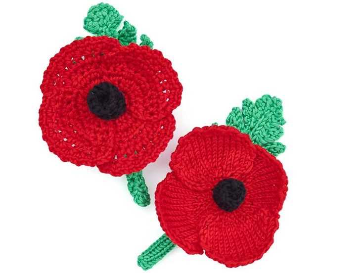 Knitting pattern for a poppy flower