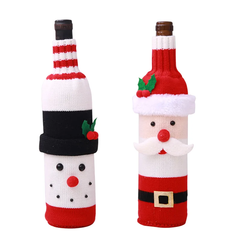 Knitted santa wine bottle cover pattern