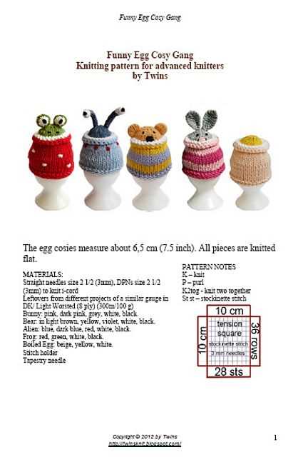 Knitted bunny egg cosy pattern