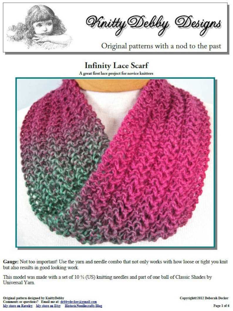 Reversible lace scarf knitting pattern